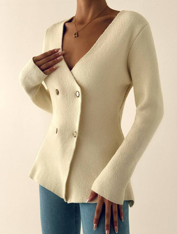 MODANSTA Double Breasted Gold Buttoned Elegant Cardigan